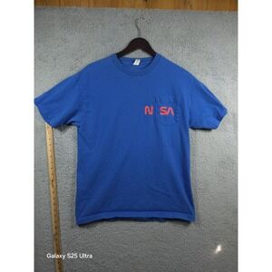 NASA Logo Pocket T‎ Shirt Mens Space Shuttle Astronaut UFO Mars Blue
